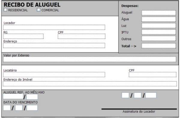 Recibo de Locação Modelos Preencher Imprimir