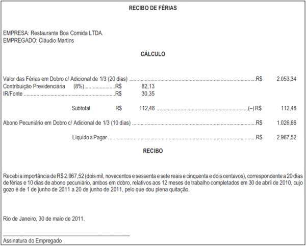 Recibo De Férias Modelos De Recibo De Férias Para Imprimir 3346