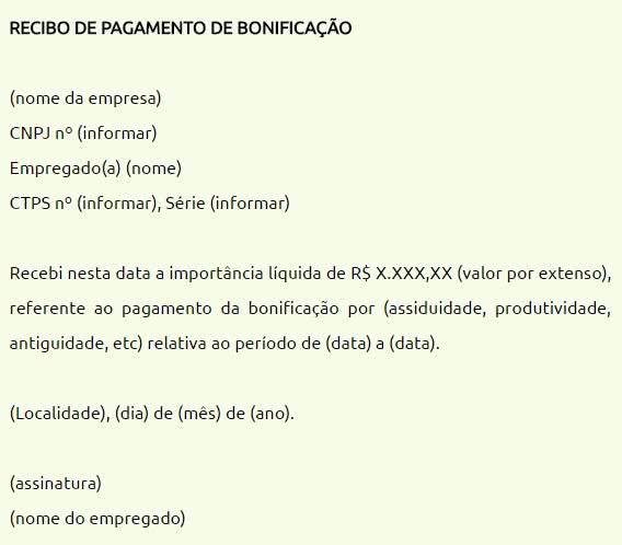 Recibo De Pagamento De Bonificação - Modelos De Recibo Pra Imprimir